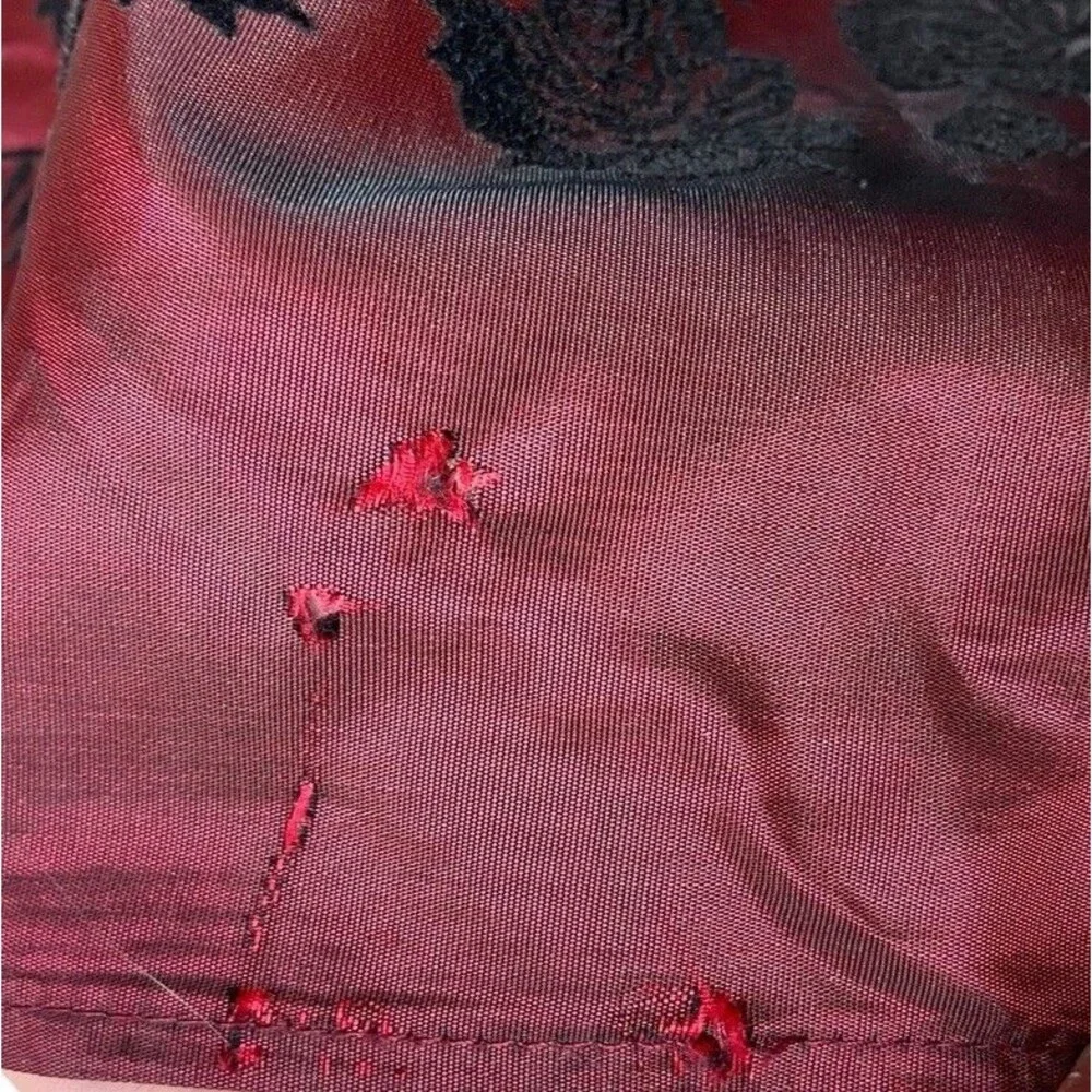 Vintage Jessica McClintock Y2K Velvet Rose Taffeta Skirt Size 10 Wine Whimsygoth